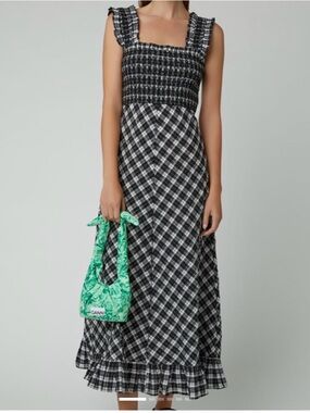 GANNI Seersucker Midi Dress